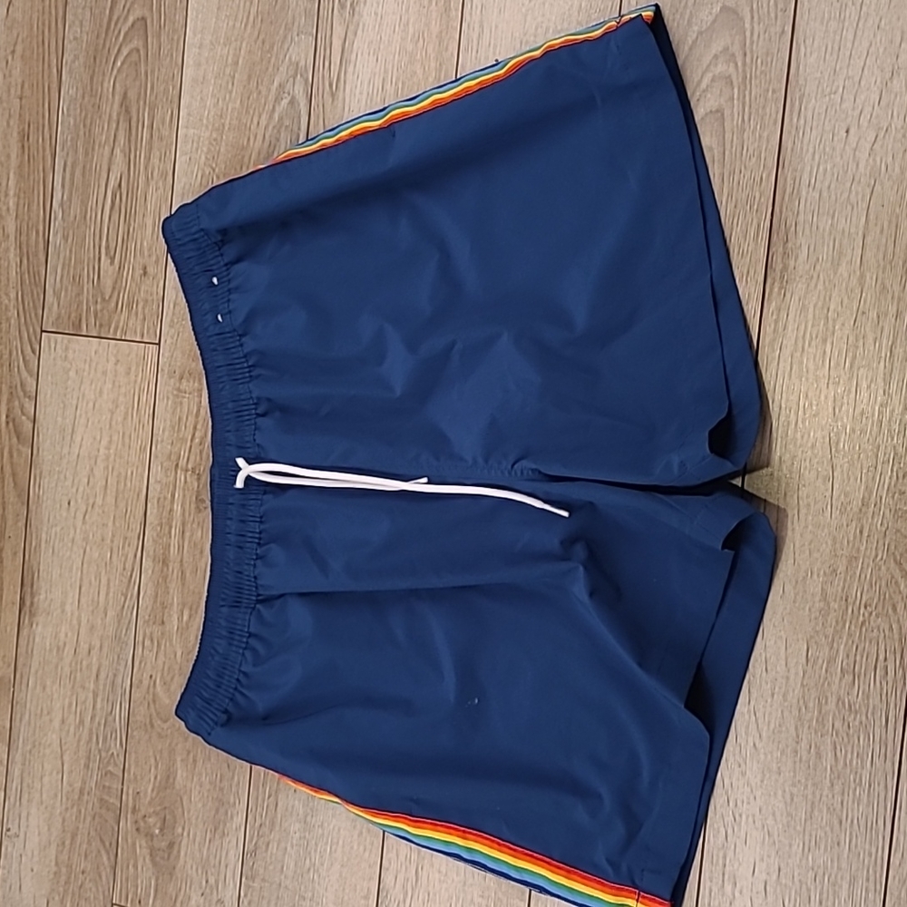 CHUBBIES Dark Blue Rainbow Pattern Blend Sz XL 5.5 Inseam Mens Swim‎ Trunks